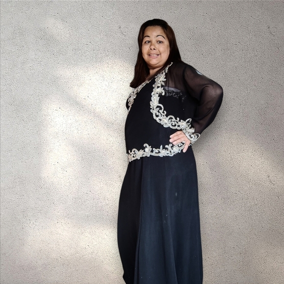 J KARA NEW YORK Black Dress with Gold Accents Women's Size 14 With Jacket NWOT - Picture 6 of 16